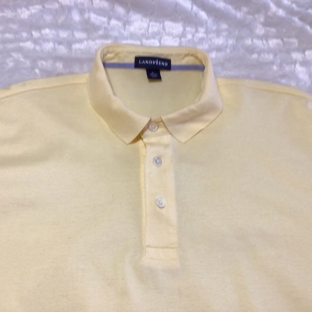 Men’s Lands’ End Yellow Cotton Polo Shirt XL (46-48)